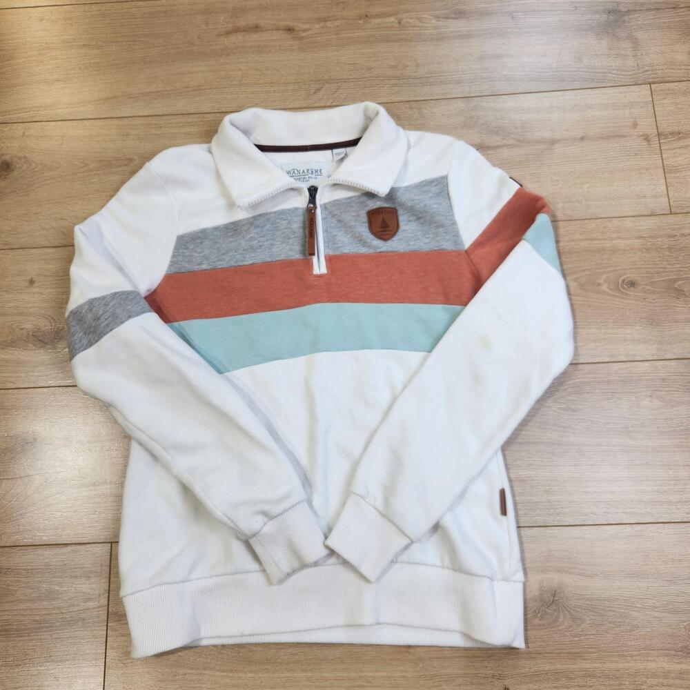 Wanakome Sweatshirt Womens Medium Multicolor Striped 1/4 Zip Collared Pullover